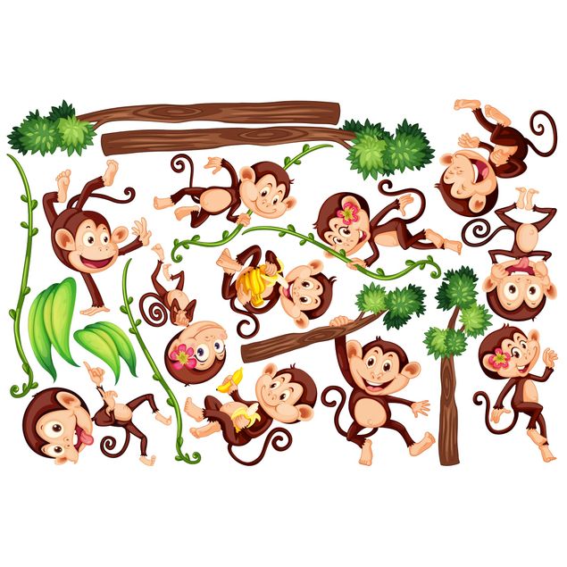 Wanddeko Babyzimmer Affen des Dschungels