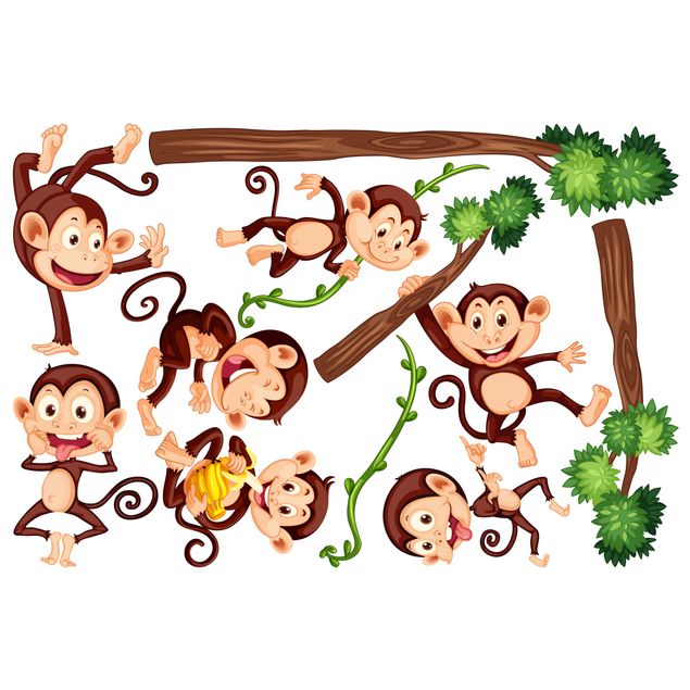 Wanddeko Babyzimmer Affenfamilie