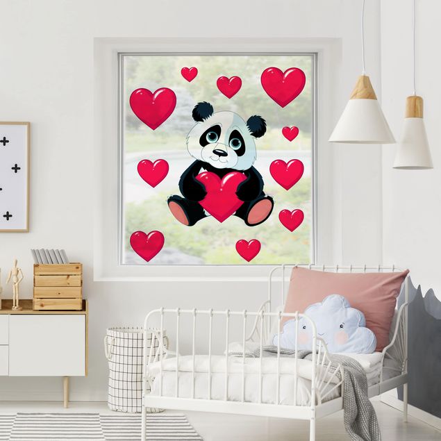 Wanddeko Büro Panda mit Herzen
