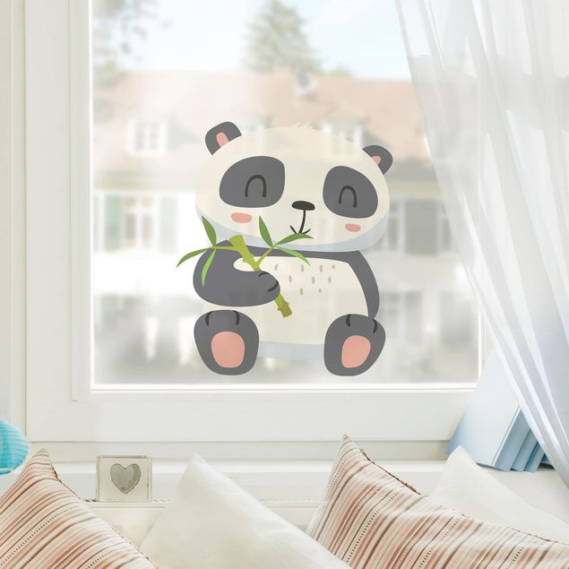 Wanddeko Büro Panda nascht am Bambus