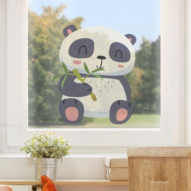 Babyzimmer Deko Panda nascht am Bambus