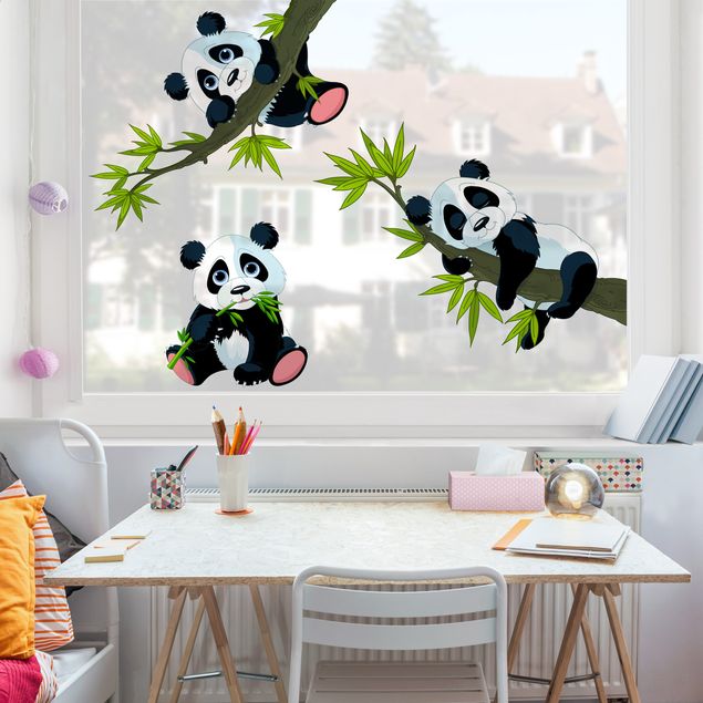 Wanddeko Büro Pandabären Set