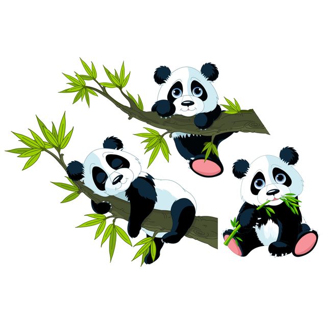 Wanddeko Babyzimmer Pandabären Set