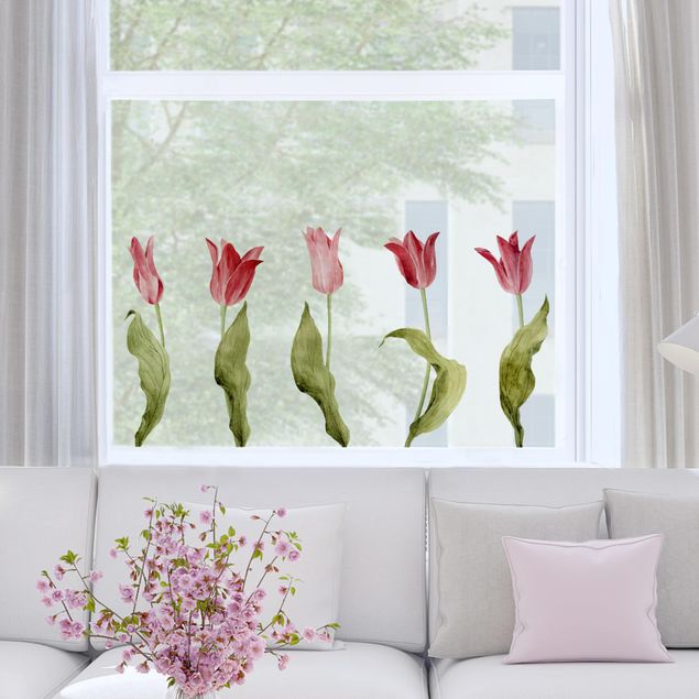 Wanddeko Schlafzimmer Rote Aquarell Tulpen
