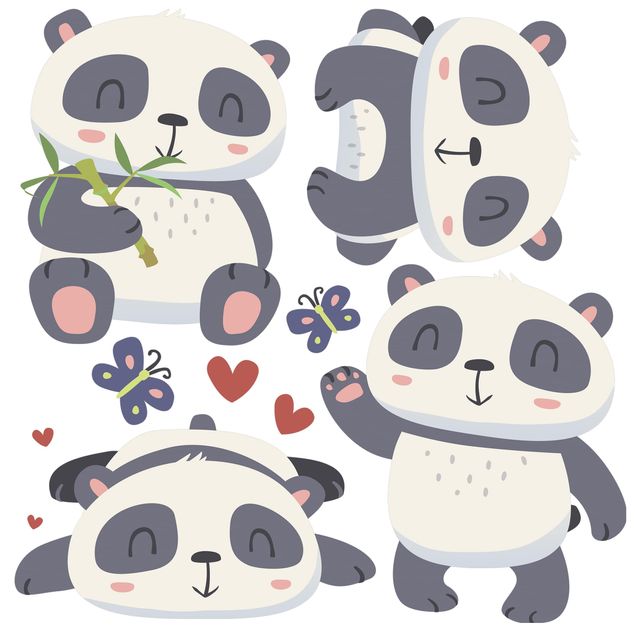 Wanddeko Babyzimmer Süßes Pandabären Set