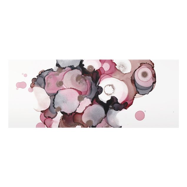 Wanddeko Muster Pink-Beige Tropfen mit Roségold