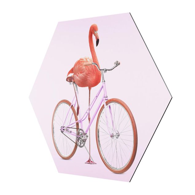 Wanddeko Praxis Flamingo mit Fahrrad