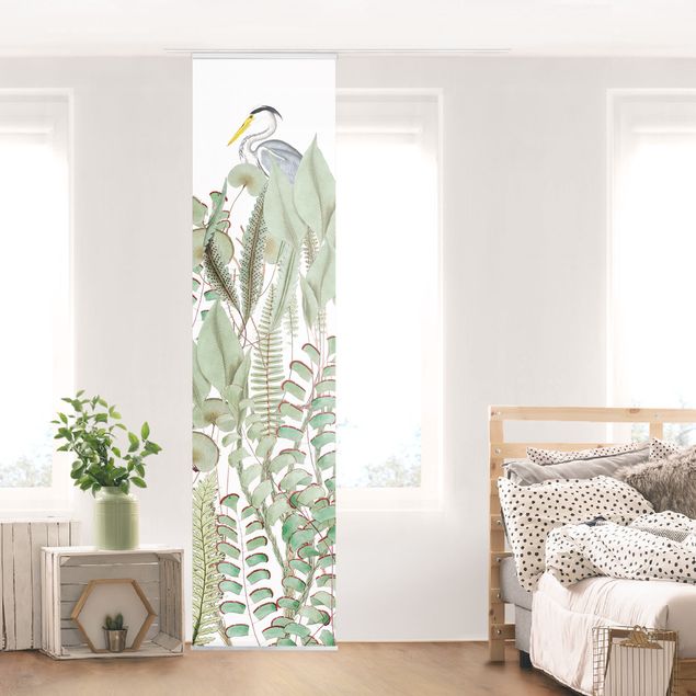 Wanddeko Wohnzimmer Flamingo und Storch mit Pflanzen