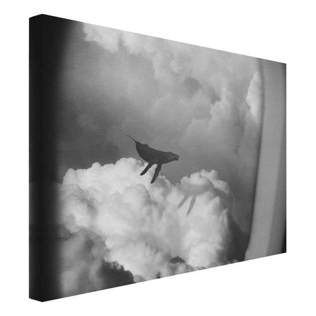 Wanddeko Schlafzimmer Fliegender Wal in den Wolken