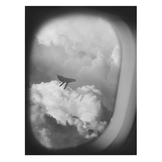Wanddeko Büro Fliegender Wal in den Wolken