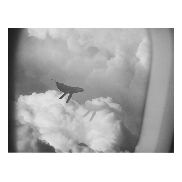 Wanddeko Büro Fliegender Wal in den Wolken