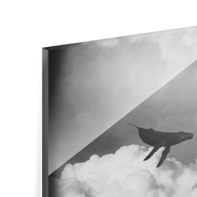 Wanddeko Praxis Fliegender Wal in den Wolken
