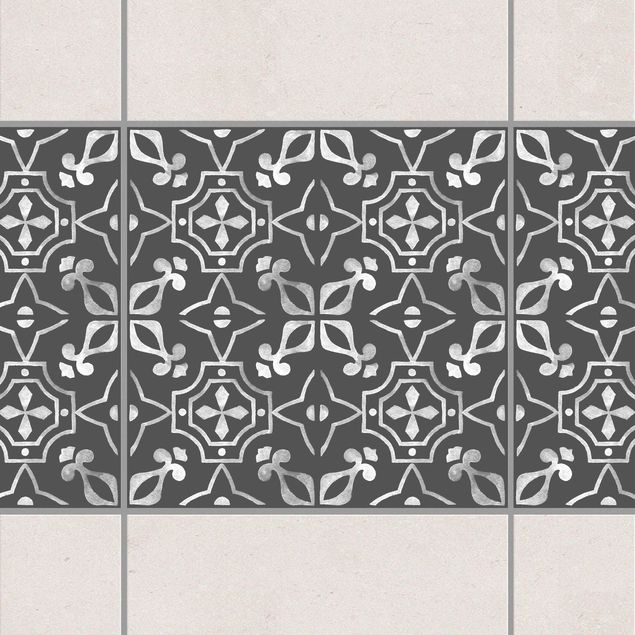 Wanddeko Küche Dunkelgrau Weiß Muster Serie No.09