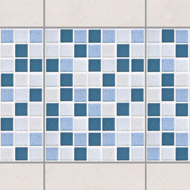 Küchen Deko Mosaikfliesen Blau Grau
