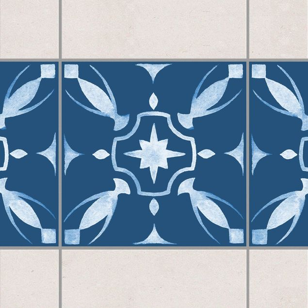 Küche Dekoration Muster Dunkelblau Weiß Serie No.1