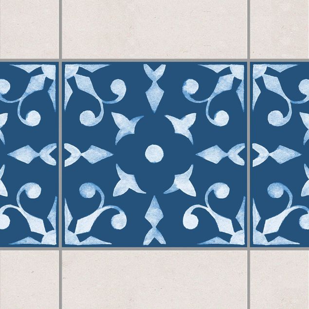 Küche Dekoration Muster Dunkelblau Weiß Serie No.6