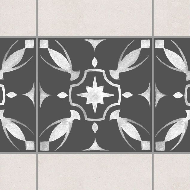 Wanddeko Küche Muster Dunkelgrau Weiß Serie No.01
