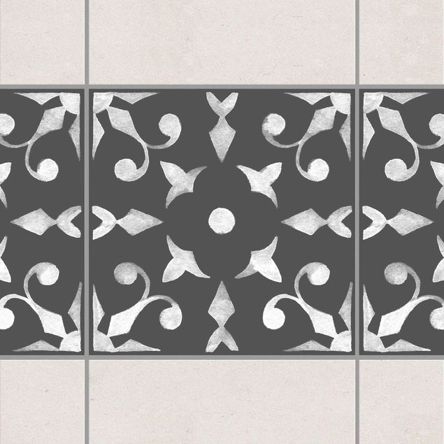 Wanddeko Küche Muster Dunkelgrau Weiß Serie No.06
