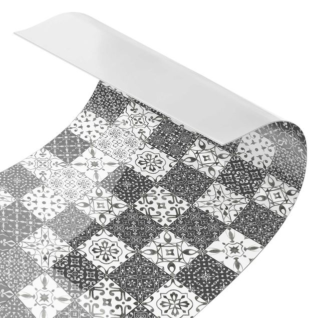 Küchenrückwand Folie Fliesenoptik Fliesen Mustermix Grau Weiß