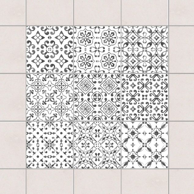 Küchen Deko Grau Weiß Muster Serie