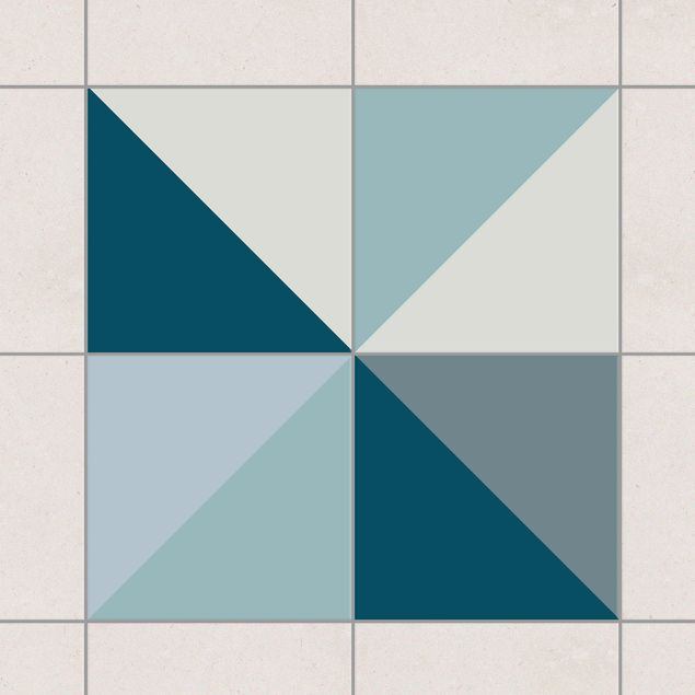 Wanddeko blau Blaues Dreieck Muster Set