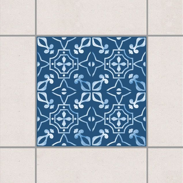 Küche Dekoration Dunkelblau Weiß Muster Serie No.02