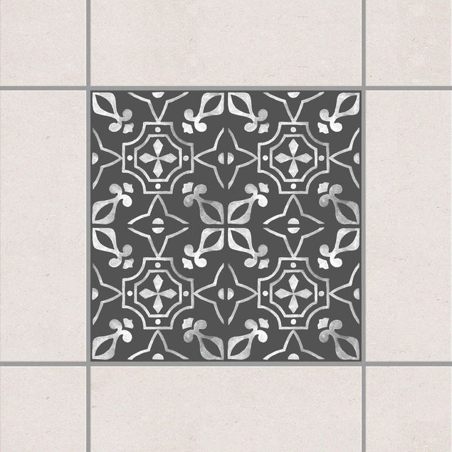 Wanddeko Küche Dunkelgrau Weiß Muster Serie No.03