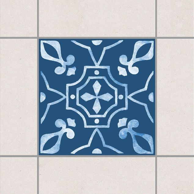 Küche Dekoration Muster Dunkelblau Weiß Serie No.2