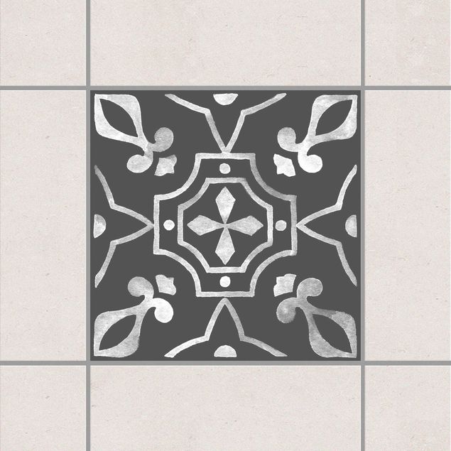 Wanddeko Küche Muster Dunkelgrau Weiß Serie No.02