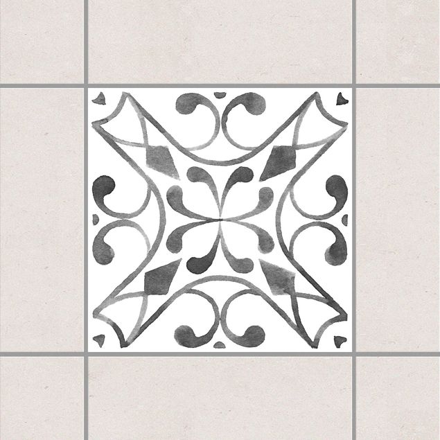 Fliesen Aufkleber Grau Muster Grau Weiß Serie No.3
