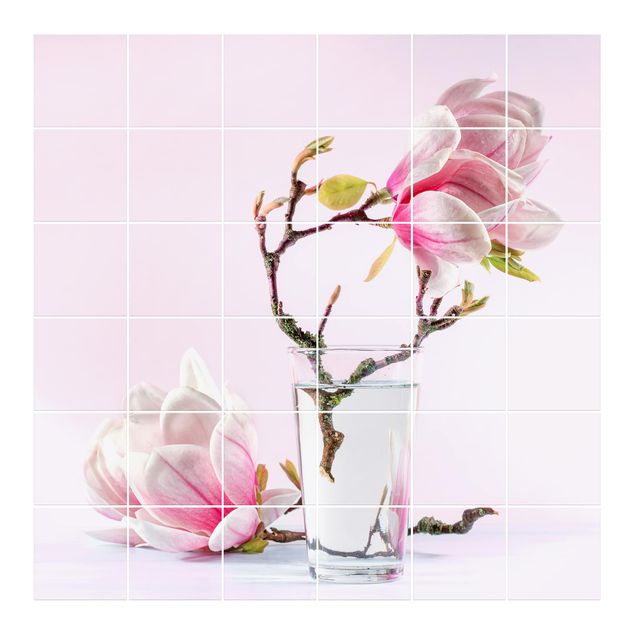 Wanddeko Botanik Magnolie im Glas
