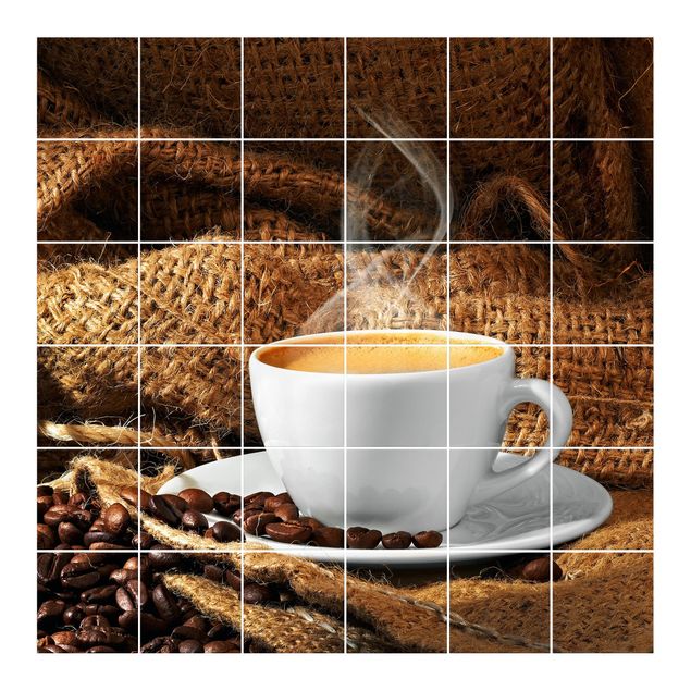 Fliesenaufkleber braun Kaffee am Morgen