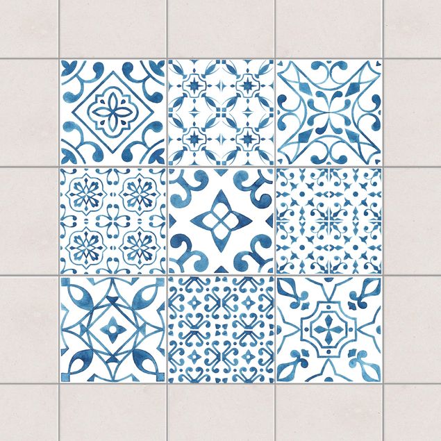 Küchen Deko Blau Weiß Muster Mix
