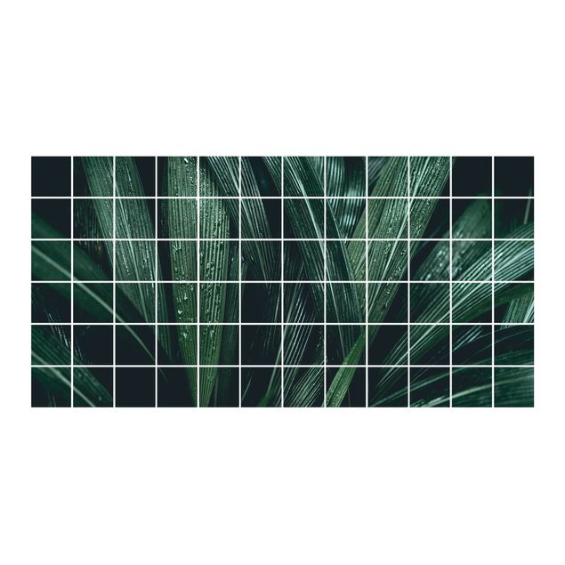 Wanddeko grün Grüne Palmenblätter