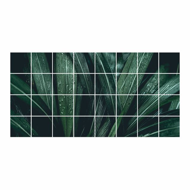 Wanddeko Büro Grüne Palmenblätter