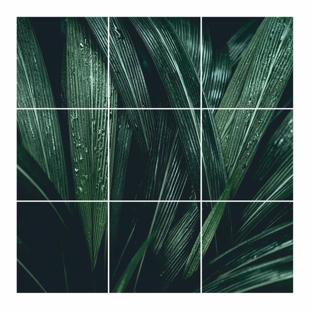 Fliesenfolie grün Grüne Palmenblätter