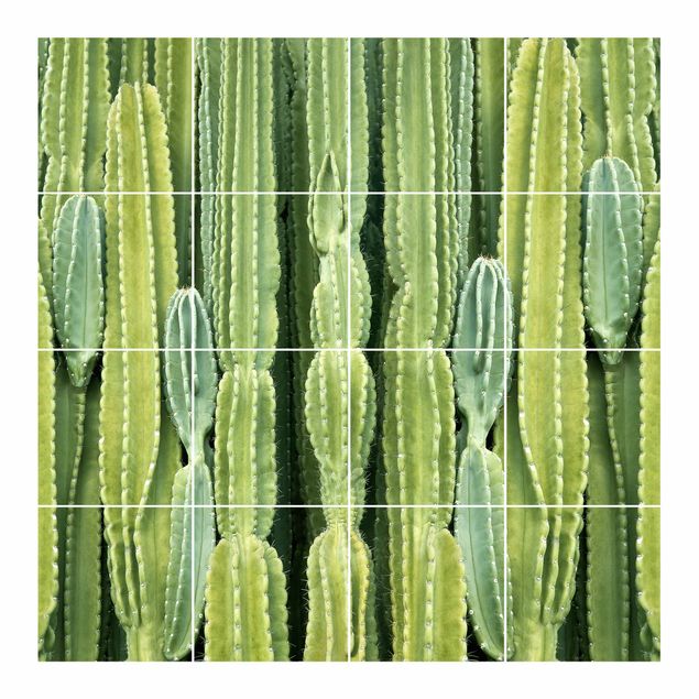 Fliesenfolie grün Kaktus Wand