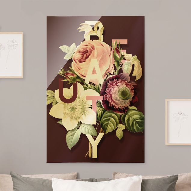 Wanddeko Schlafzimmer Florale Typografie - Beauty