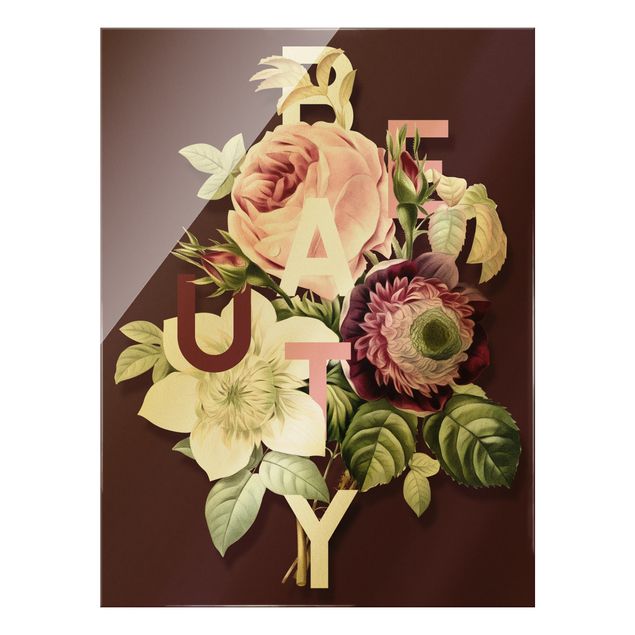Wanddeko pink Florale Typografie - Beauty