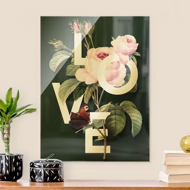 Wanddeko Schlafzimmer Florale Typografie - Love