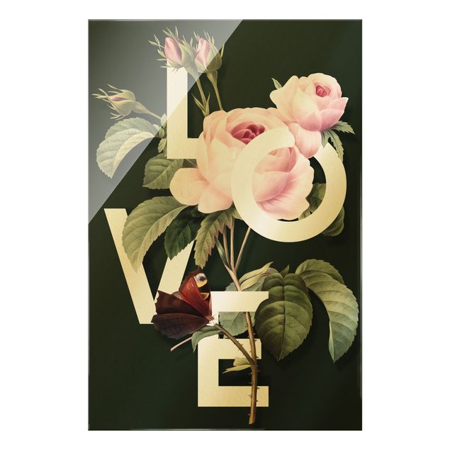 Wanddeko Büro Florale Typografie - Love