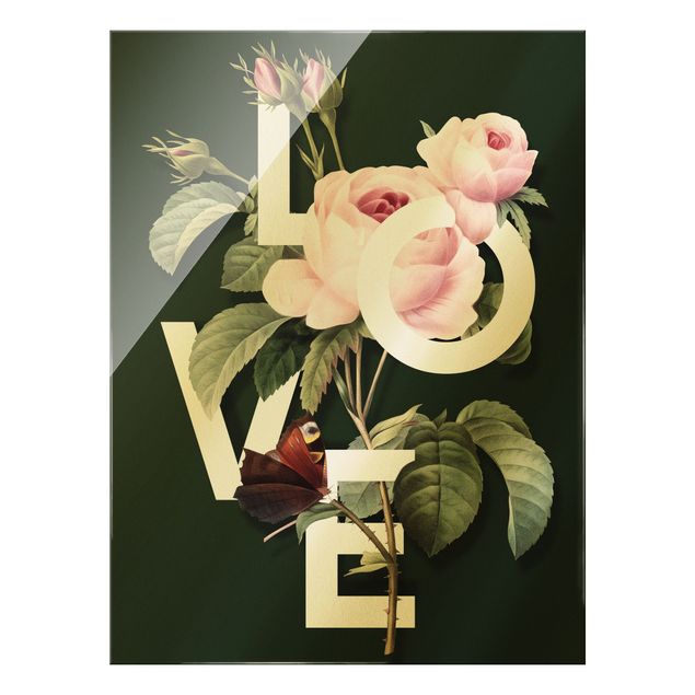Wanddeko Büro Florale Typografie - Love