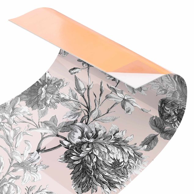 Deko Illustration Floraler Kupferstich Graubeige