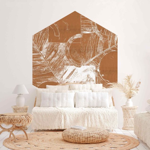 Wanddeko Schlafzimmer Formen und Blätter Kupfer II