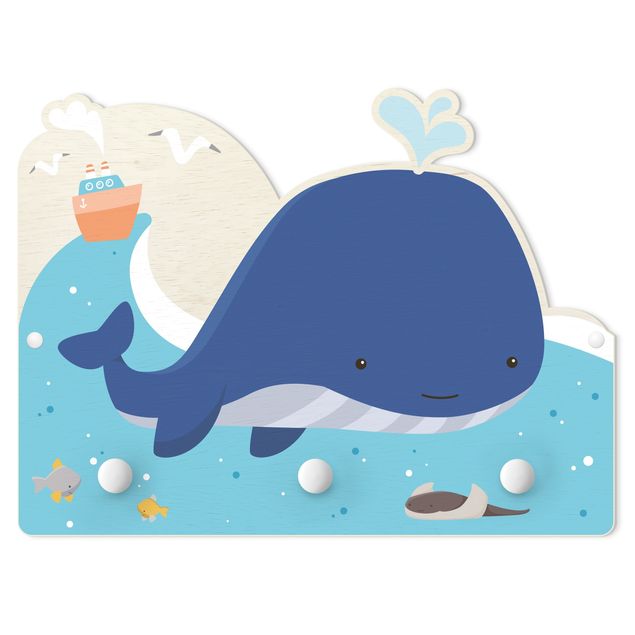 Wanddeko Mädchenzimmer Freundlicher Wal im Meer