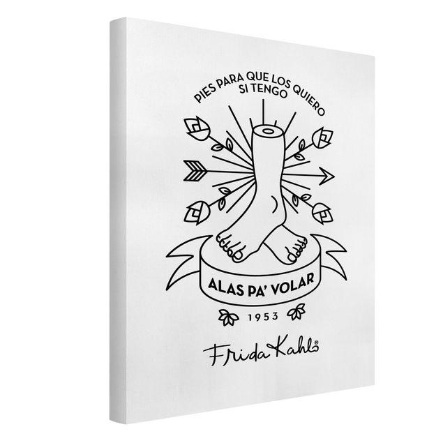 Wanddeko schwarz-weiß Frida Kahlo Alas pa´ Volar