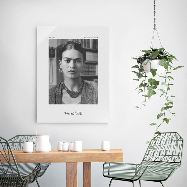 Wanddeko schwarz-weiß Frida Kahlo Foto Portrait im Haus