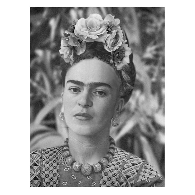 Wanddeko Praxis Frida Kahlo Foto Portrait mit Blumenkrone