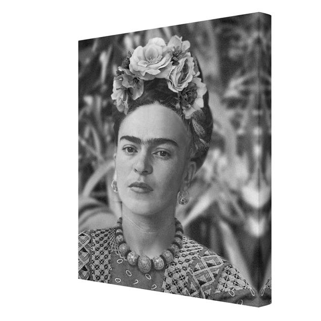 Wohndeko Portrait Frida Kahlo Foto Portrait mit Blumenkrone