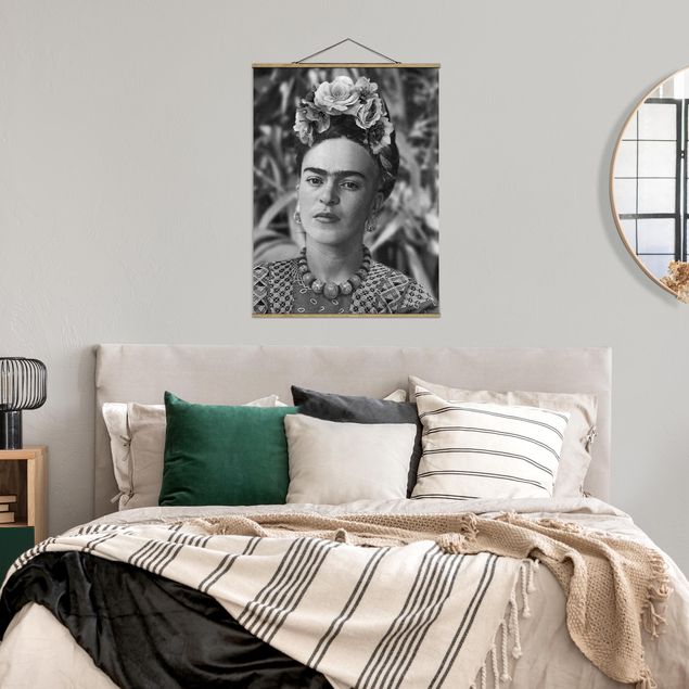 Wanddeko Büro Frida Kahlo Foto Portrait mit Blumenkrone